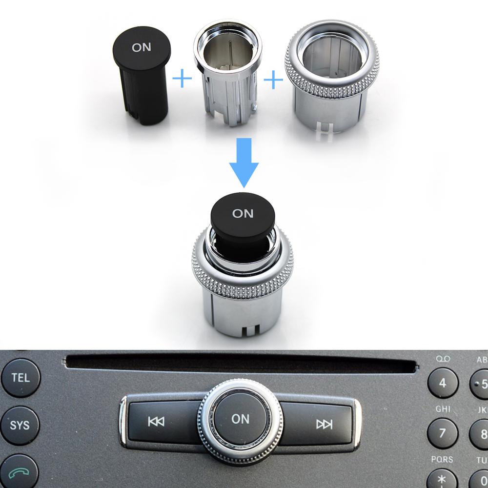 3PCS Car Center Console Radio CD Player Buttons Switch Cap Knob Cover For Mercedes Benz C E GLK W204 X204 W212 W207 W218 W166