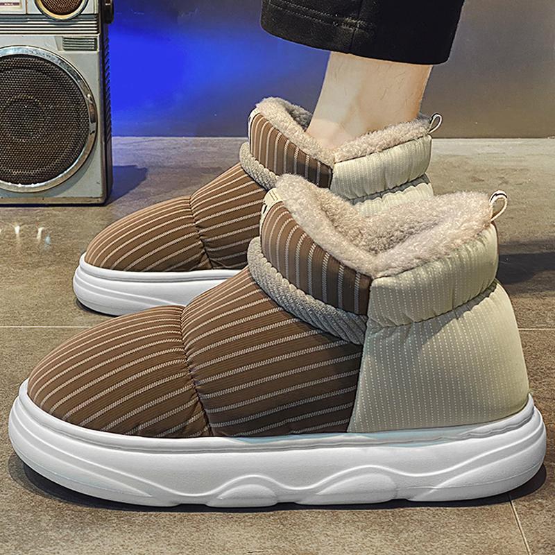 Stiefel Herren Schnee Outdoor Herrenschuhe Herren Winterstiefel Leicht Plüsch Warm Hoher Schaft Baumwolle Haus Arbeitsschuhe Schuhe Dropshop