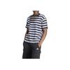 Adidas Embroidered Letter Stripe Crew Neck Casual Pullover Short Sleeve T-Shirt Men Tops Blue IN6483