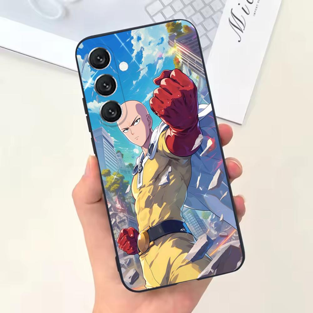 One P-Punch Man Saitama Phone Case For Samsung Galaxy A13,A21s,A22,A31,A32,A52,A53,A71,A80,Soft Black Shell