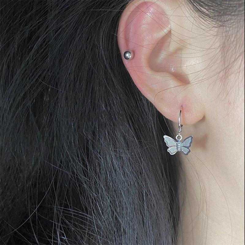 Vintage Mini Butterfly Small Hoop Earrings For Female Women Lovely Animal Drop Earring Gift Jewelry