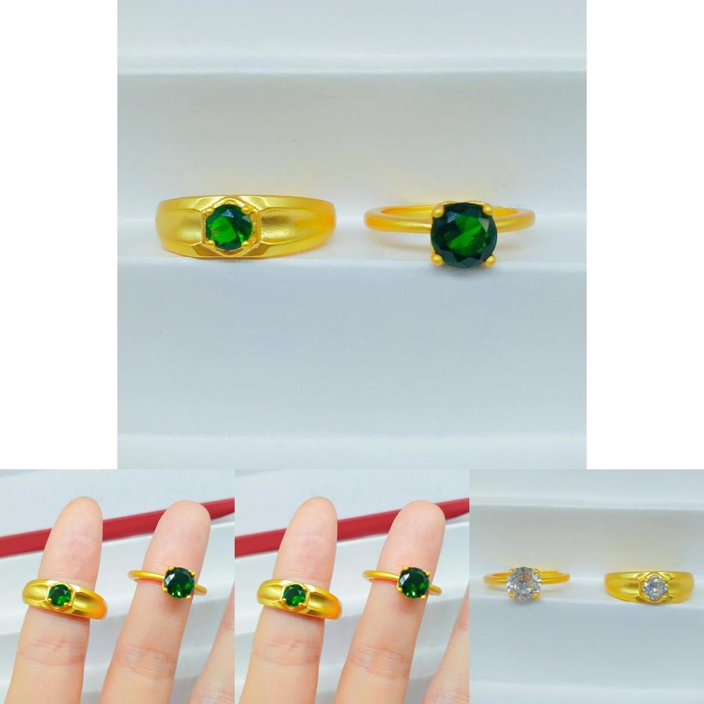 Unique Gold Plated Brass Couple Rings Embellished With Gorgeous Gemstones For Elegant Gifting