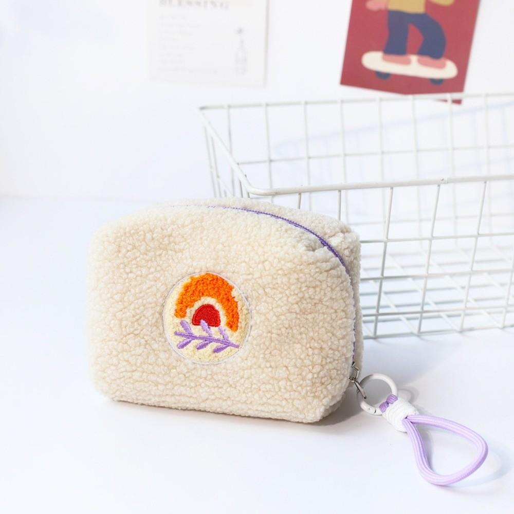 Velvet Material Velvet Makeup Bag Cute Design Cartoon Style Portable Wrist Bag Small Size Keychain Attachment