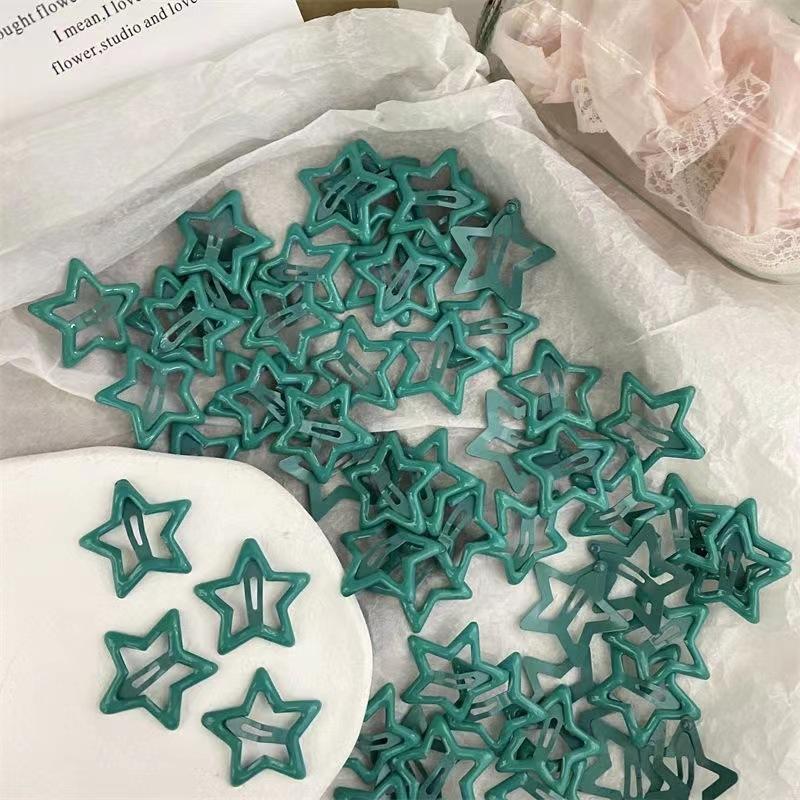 

2/20PCS Star BB Red Hair Clip Girls Y2K Cute Silver Color Star Barrettes Women Simple Metal Snap Clip Headdress Hair Accessories 2PCS