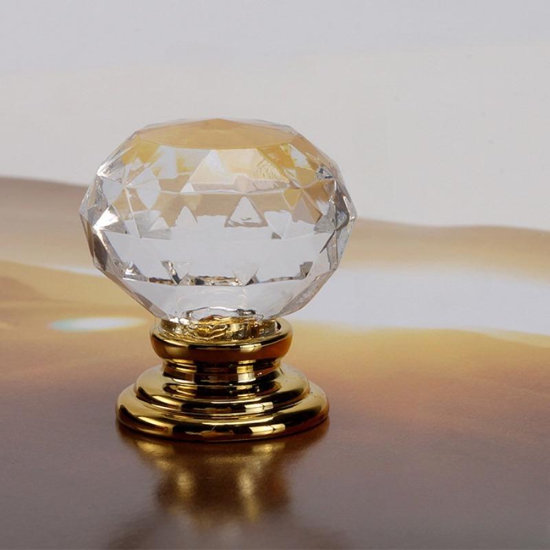 5pcs Crystal Acrylic Round Handles Drawer Handles Furniture Hardware Cabinet Door Handles