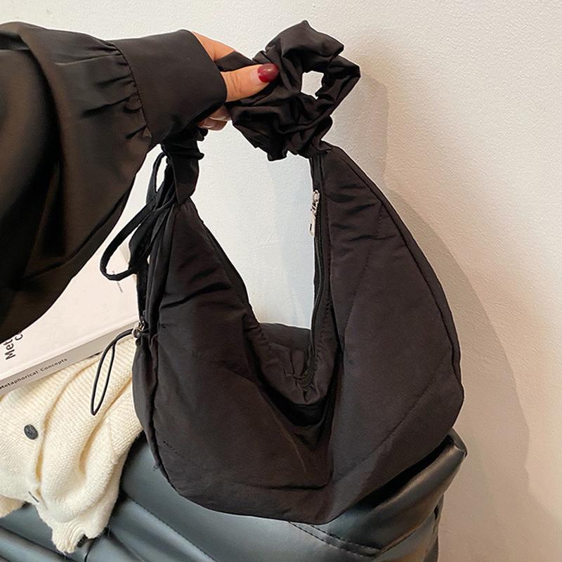 

Yogodlns Solid Color Large Capacity Tote Bag Trendy Shoulder Bag Women Casual Canvas School Crossbody Bags For Student 30x13x28cm чорний