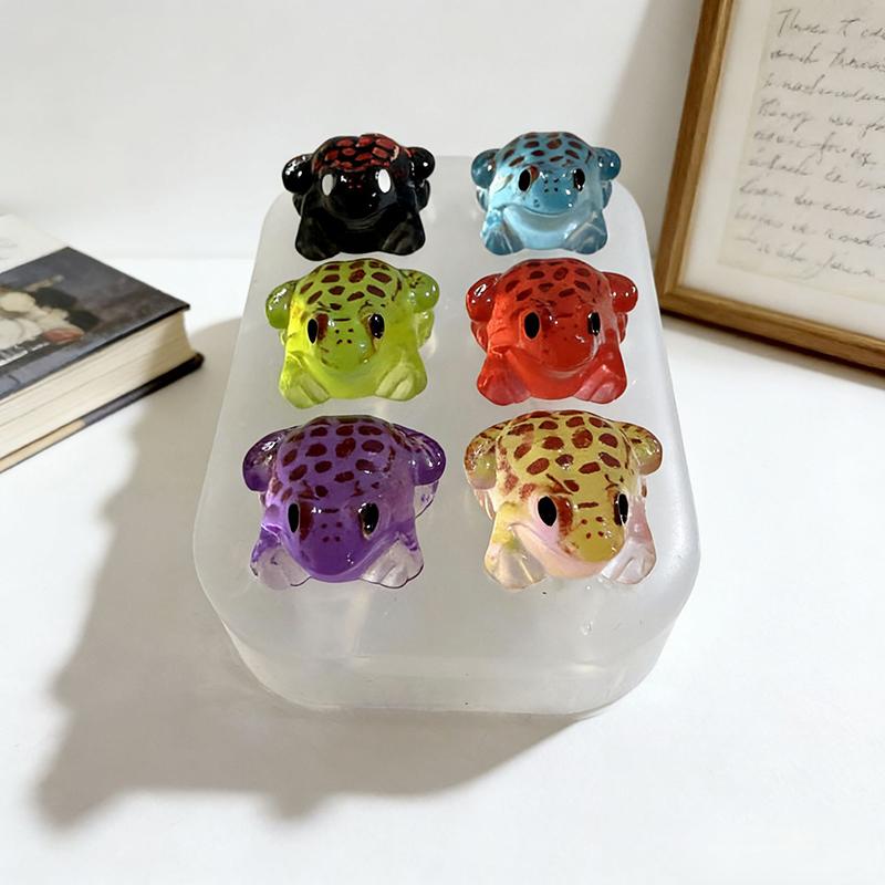 Cute Little Frog Epoxy Mold Silicone 6-Piece Little Frog Handmade Toad Resin Liquid Mold OneSize