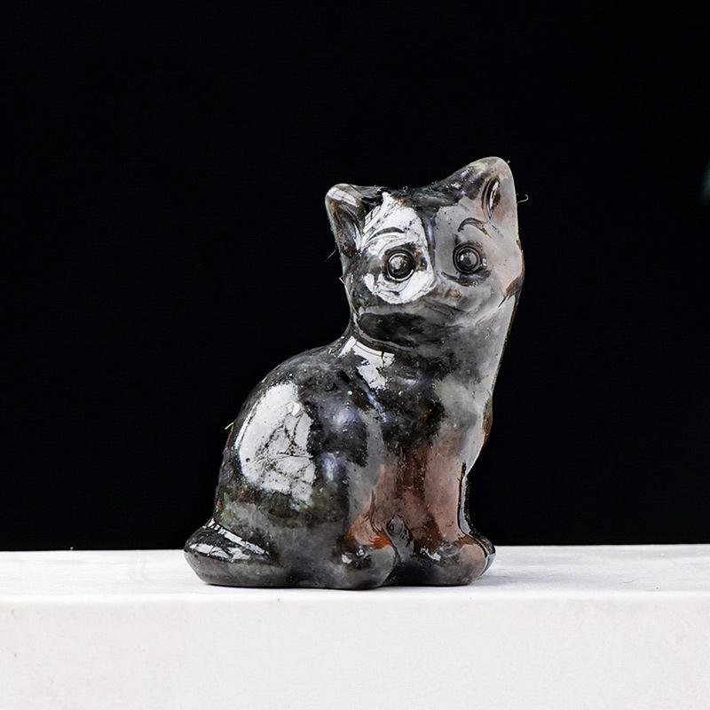 Animal Crystal Crafts Animal Natural Stone Statue Various Crystal Carvings Cat Crystal Wealth Cat