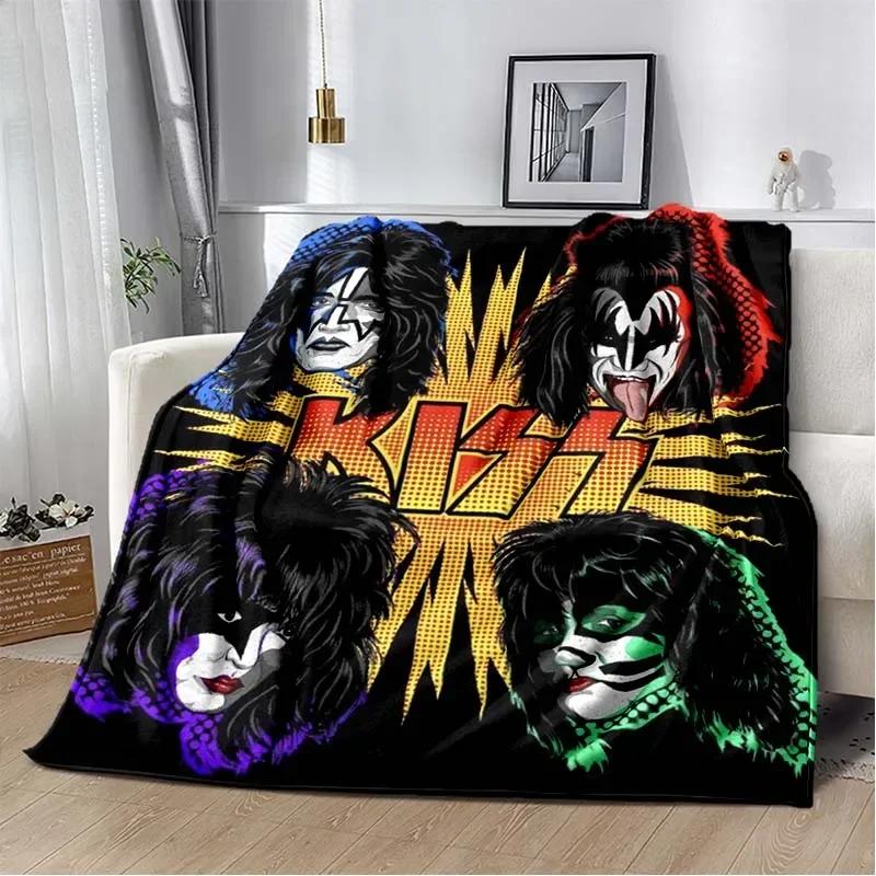 KISS Band Pattern Throw Blanket Light Weight Blanket for Living Room Bedroom Kidsroom Warm Blanket Christmas Gift