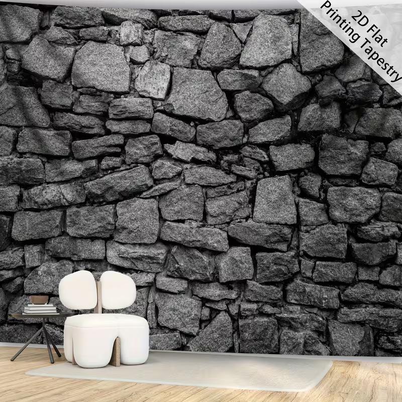 2D Rustic Stone Wall Tapestry for Living Room Bedroom Aesthetic Decor