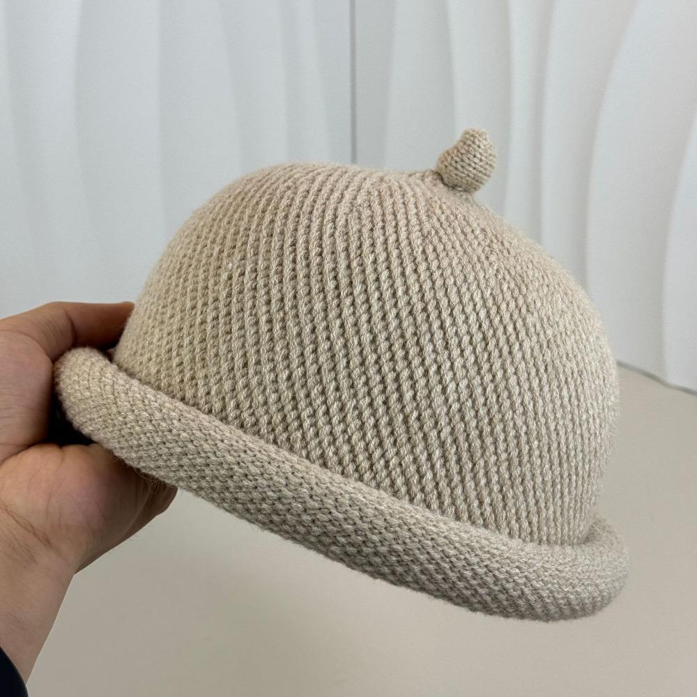 

Keep Warm Knitted Melon Skin Hats Solid Color Bucket Hat Fashion Skull Cap Winter бежевий