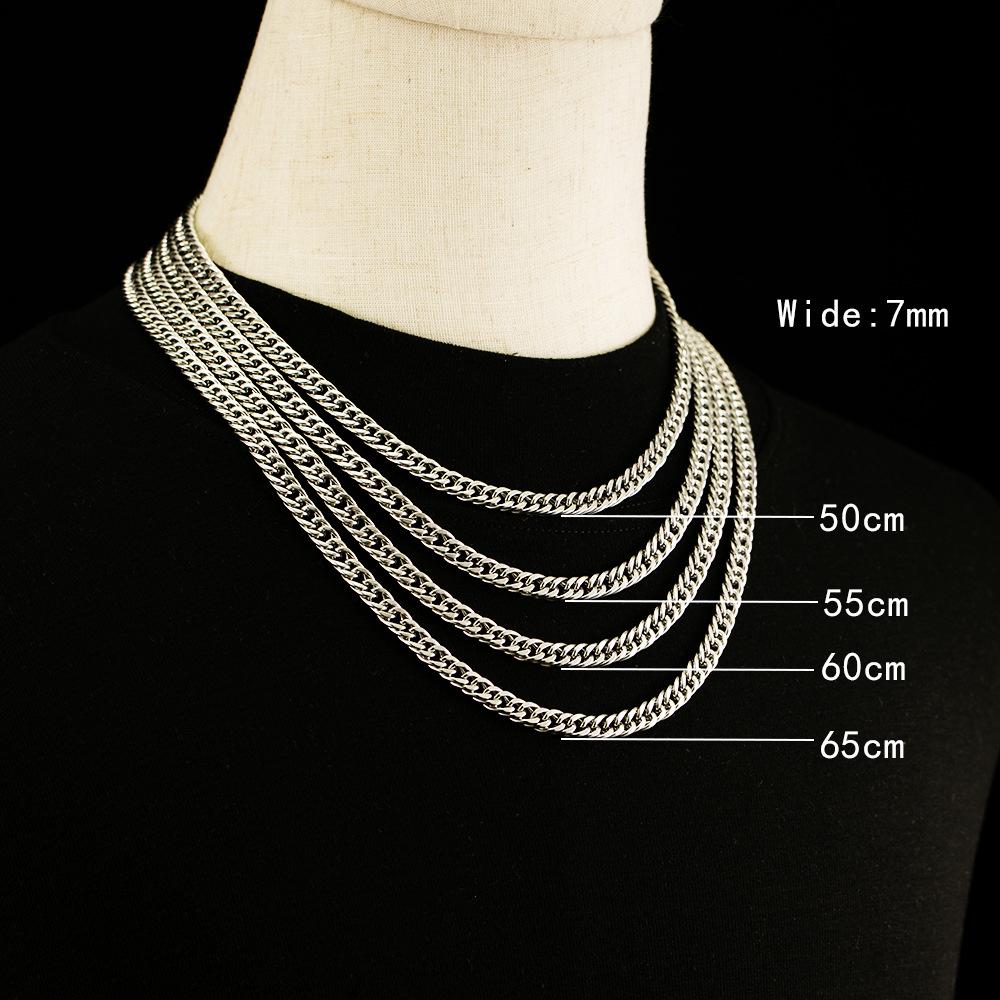 Herren Titanstahl Doppelschicht Cuban Link Kette Halskette - High-End Stil, Langlebig, Attraktives Design.