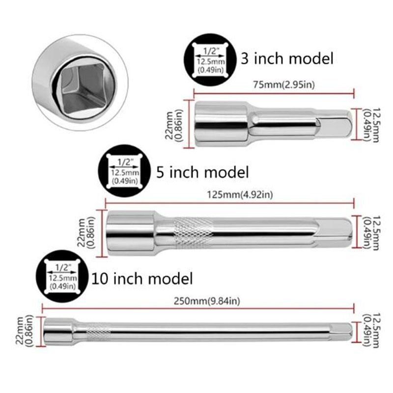 Klucze elektryczne A2BE Galwanizacja Długie pręty do klucza udarowego 1/2 cala Przedłużka 75/125/250mm