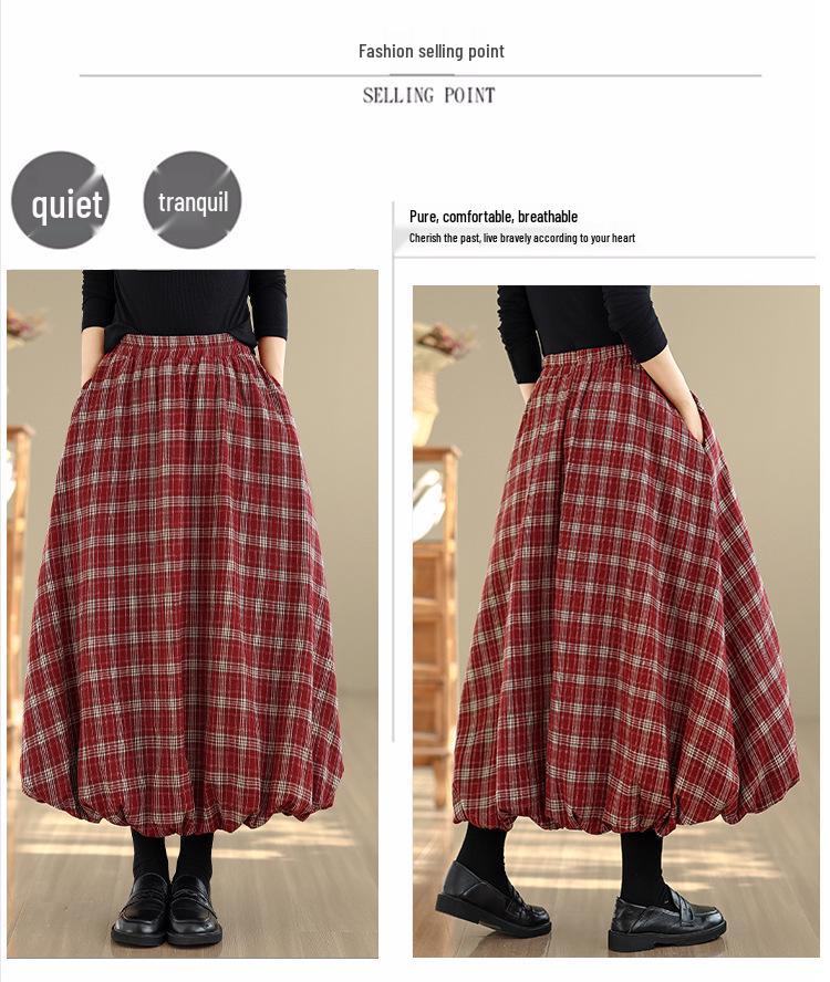 2025 Autumn/Winter High Waist Slimming Plaid Skirt - Mid-Length Japanese Style