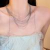Multilayer Flash Fringe Necklace Glitter Long Sweater Chain Fashion Multi Layer Necklaces  Wedding