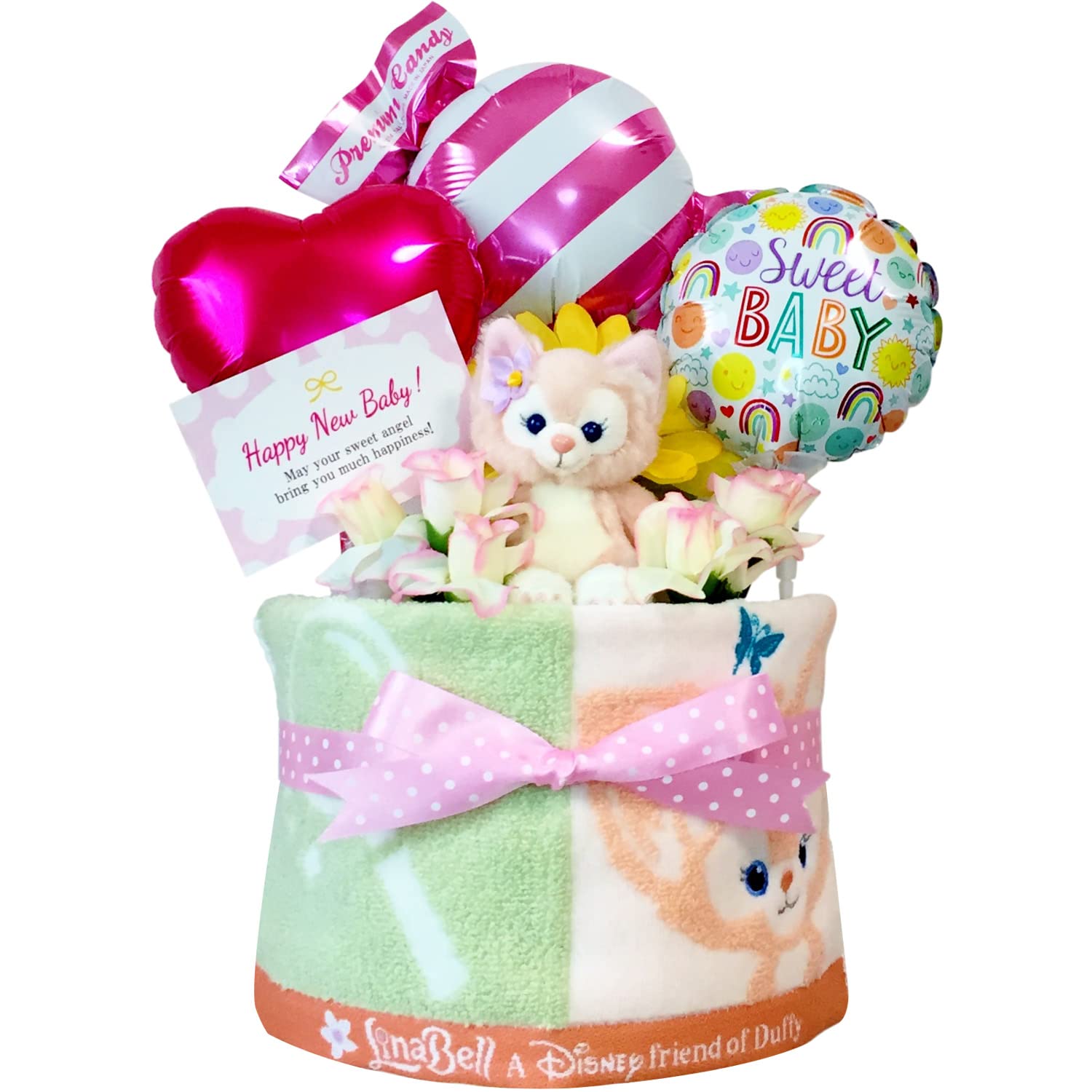 

KanonBabys Diaper Cake for Girls Baby Shower Birthday 1 Small Size - Gift, Present, Tier, (duf1614) розовый