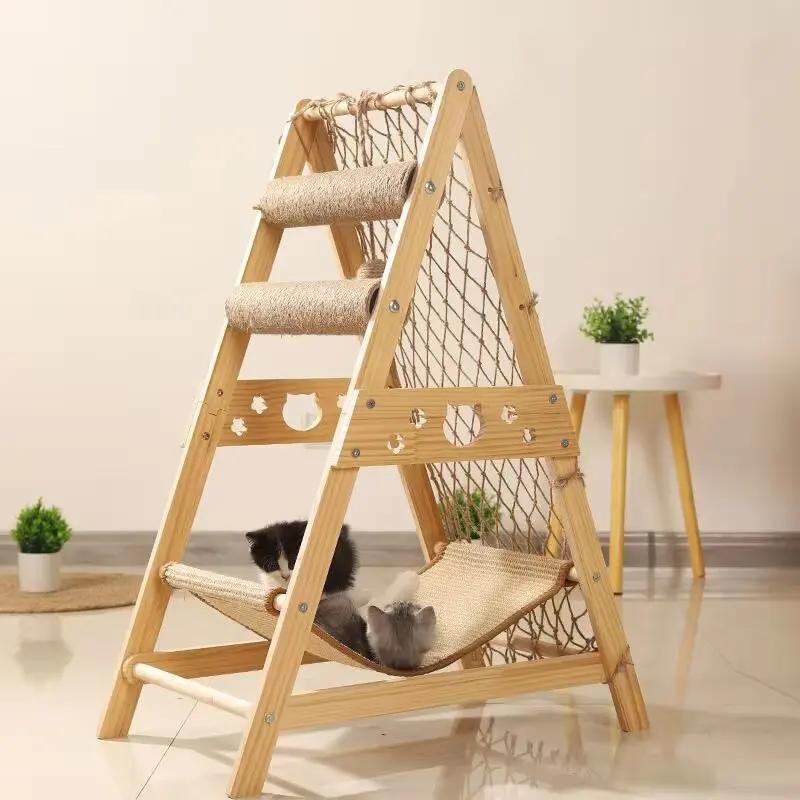 Katzenklettergerüst Katzenbaum Sisal Katzenhängematte Katzenkratzbaum Kletternetz Integriertes Katzenklettergerüst Spielzeug Heimtierbedarf
