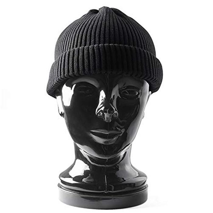 [Lototo] R5021 Cotton Roll-Up Beanie (One Size, Black)