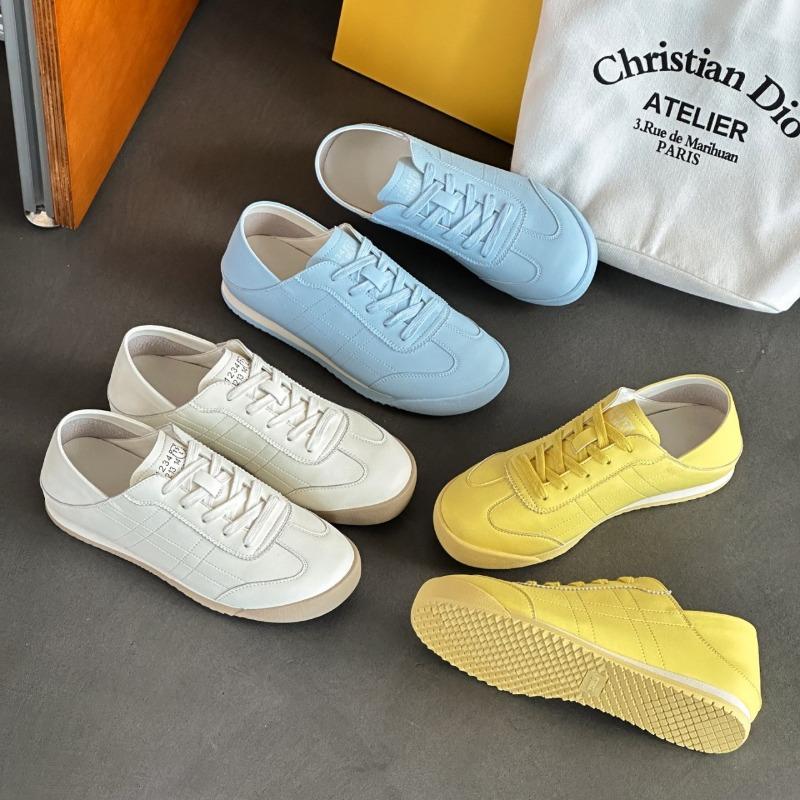 Leather little white shoes women's spring and summer new lace breathable mesh flat-soled casual shoes
