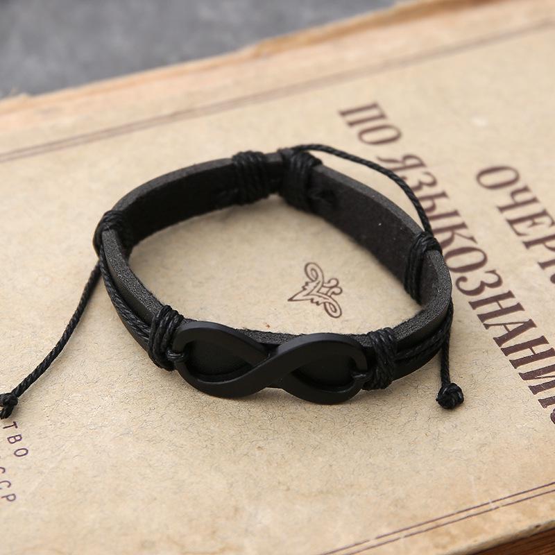 8-Figure Alloy Cowhide Bracelet Set - Four-Piece Combination