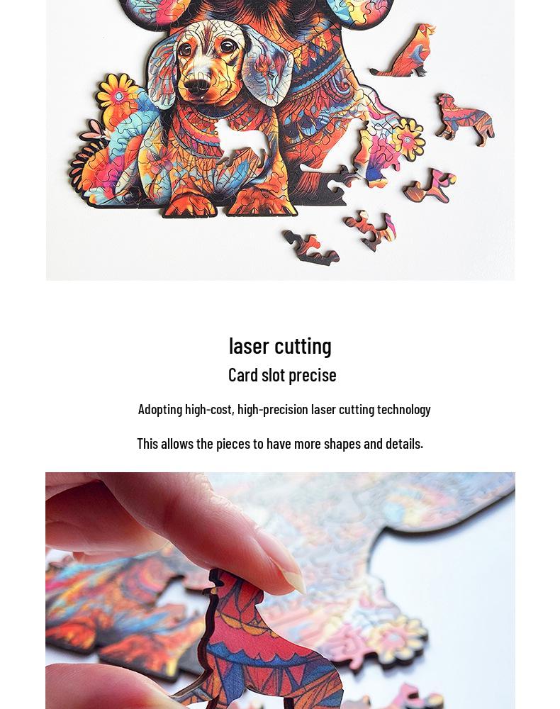 Irregular Animal Wooden Jigsaw Puzzle - Christmas Reindeer Toy