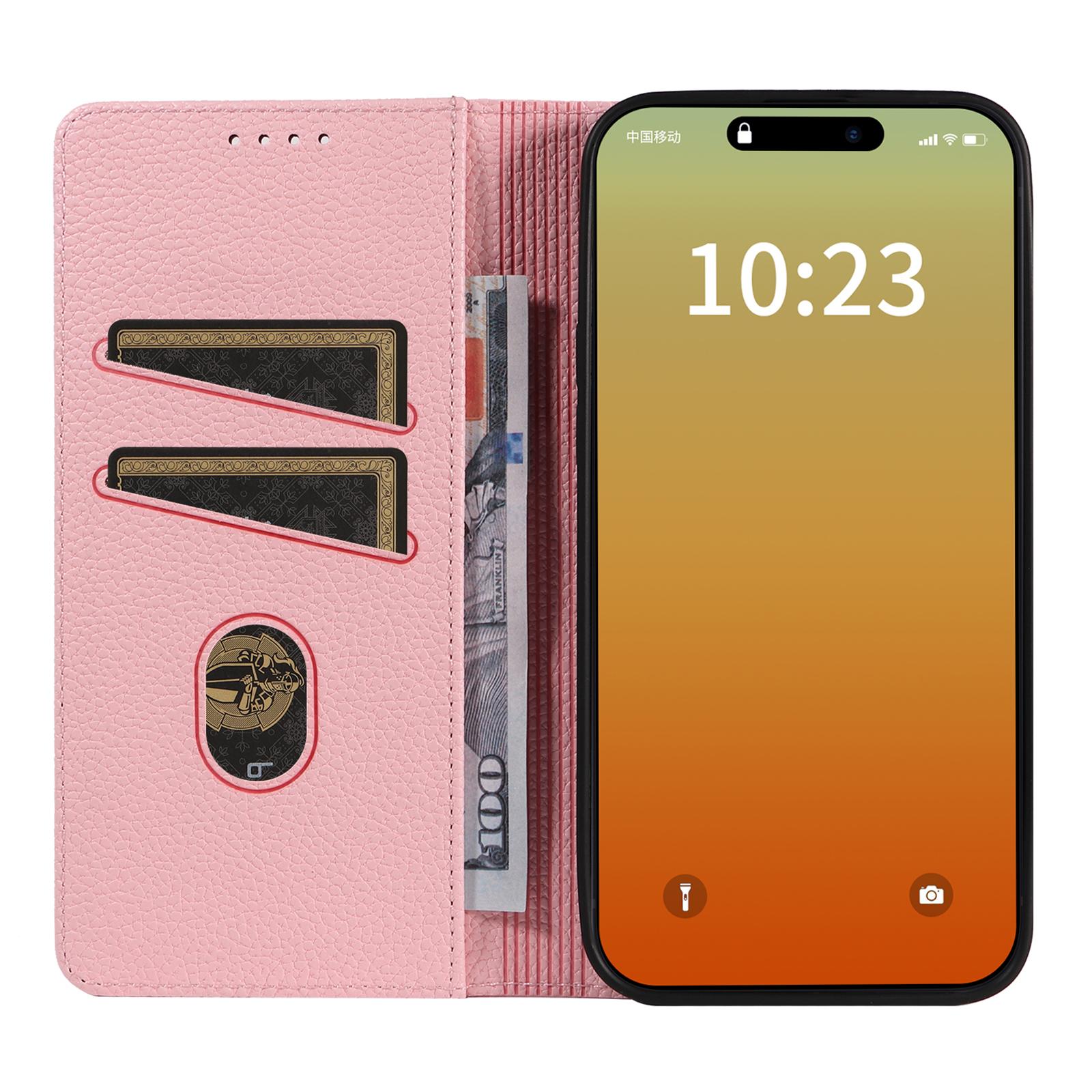 

For iPhone 16 Pro Case RFID Blocking Strong Magnetic Leather Wallet Phone Cover Black