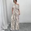 2026 Sommer Ein Schulter Krawattenstreifen Weiter Bein Jumpsuit, Lässige Lockere Einteiler Outfits für Damen, Europäischer Amerikanischer Stil