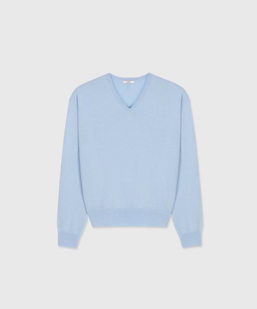 TAILLE Rouen Wool Tl Classic V-Neck Sweater Misty Bay