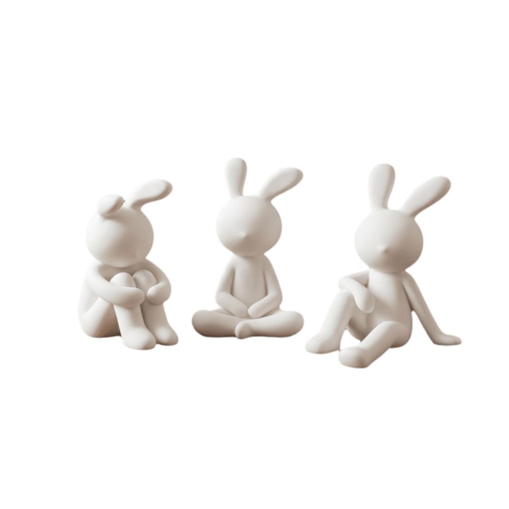 3 pcs Bunny Stand Models Desktop Ornament Minimalist Home Decorations Sitting Rabbit Figurines Home белый