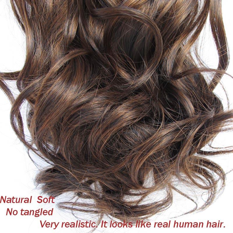 Hort Wellige Pferdeschwänze Kordelzug Pferdeschwanzverlängerung Schwarz Braun Farbe Schneller Stil Synthetisches Haarteil für Frauen Täglicher & Partygebrauch