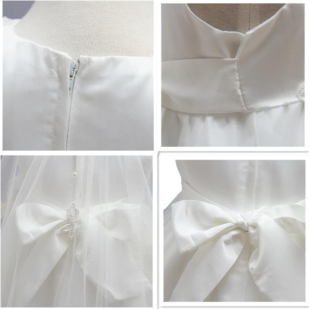 LovKin Baby Dress Set with Formal Perfect for Baby Shrine and Hospital Size 12M Girl's 3-Piece Ribbon, Tulle, Showers, Visits, Outfits, White,