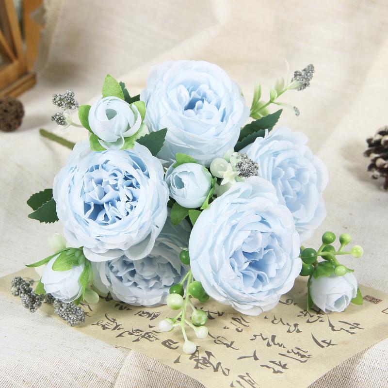 Artificial Flowers Fake Silk Peony Vases Flower Bouquets Home Room Decoration Garden Flower Garlands Wedding Bridal Accessories