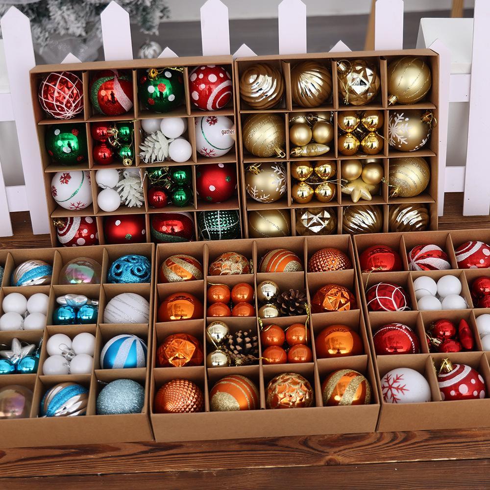 Painted Christmas Ball Gift Box Set - Festive Tree Ornaments & Party Decorations