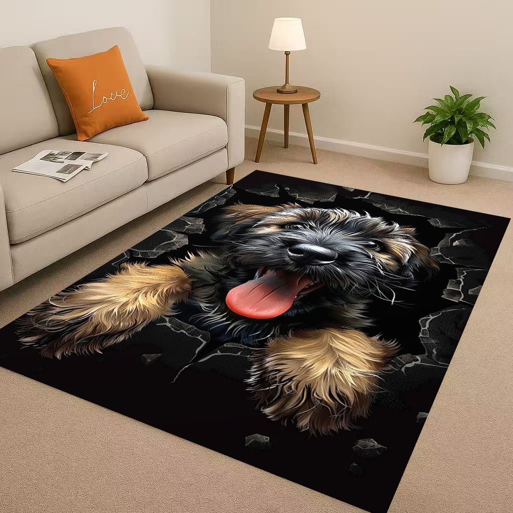 27 Stil Durchbrechende Wand 3D-Illusion Hund Welpe Wohnzimmer Rutschfester Teppich für Schlafzimmer Spielzimmer Sofa, Heimdekoration Fußmatte