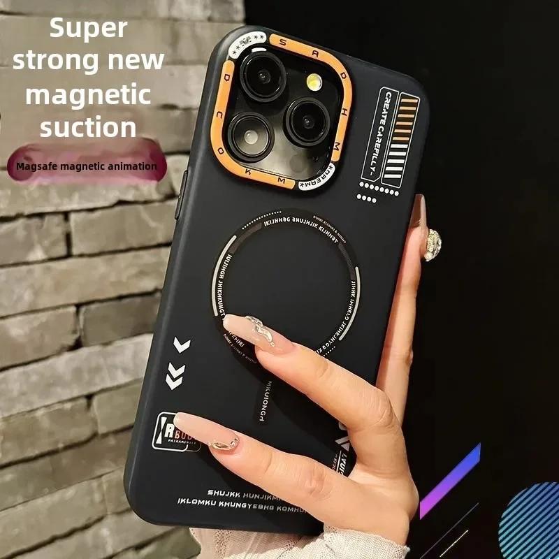 Funda Magnética Mate para Teléfono para iPhone 17 16 15 14 13 Pro Max Air Magsafe Carga Inalámbrica Marco de Lente Metálico Escarchado Cubierta de Botones