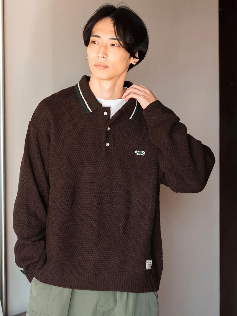 [BEAM'S HEART] L/S Knit [EXCLUSIVE] PENNEY'S FOX One-Point Knit Polo Men's D.BROWN Size S