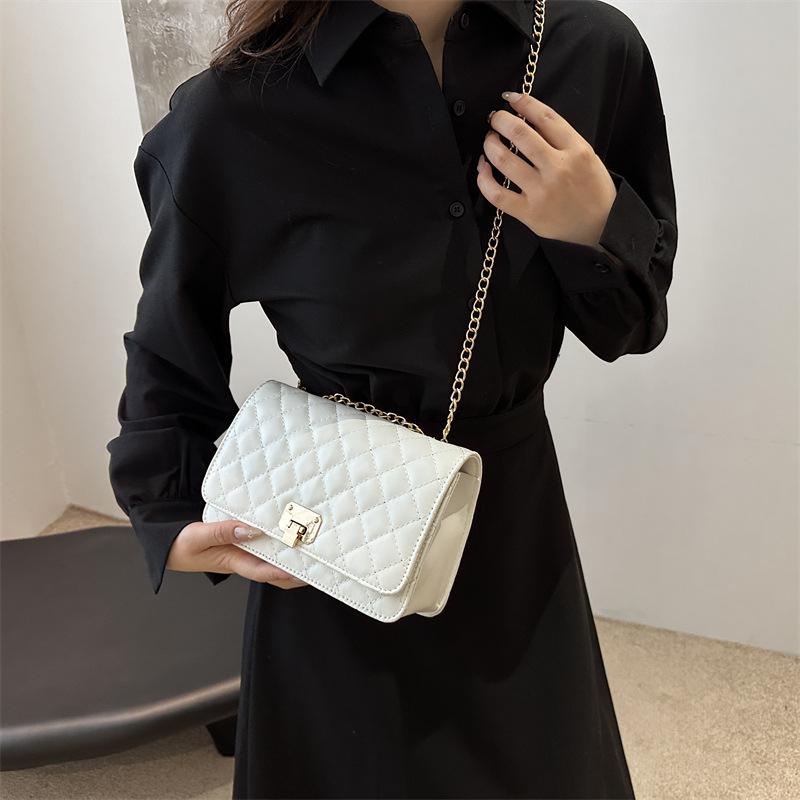 Classic diamond plaid chain bag 2025 autumn and winter versatile embroidered small square bag casual fashion one-shoulder crossbody bag women's bag