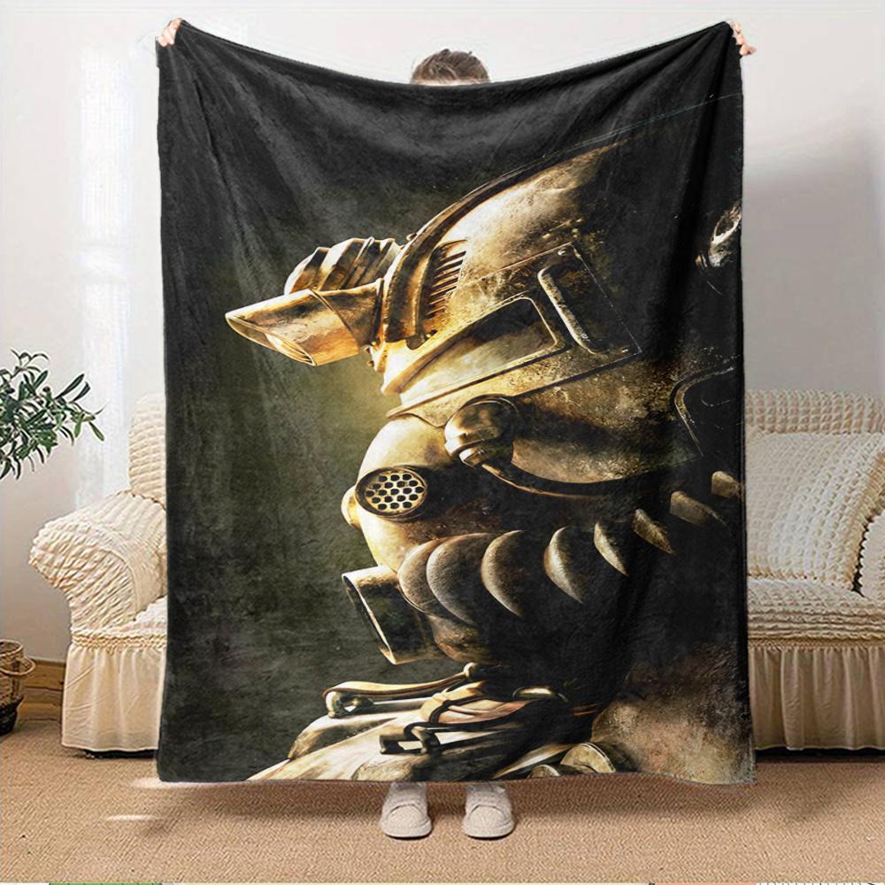 

For Fallout,Mechanical,Futuristic-Themed Flannel Blanket, Glam Style, Digital Print, All-Season Comfort, Tear-Resistant, Knitted Craftsmansh 150x180cm