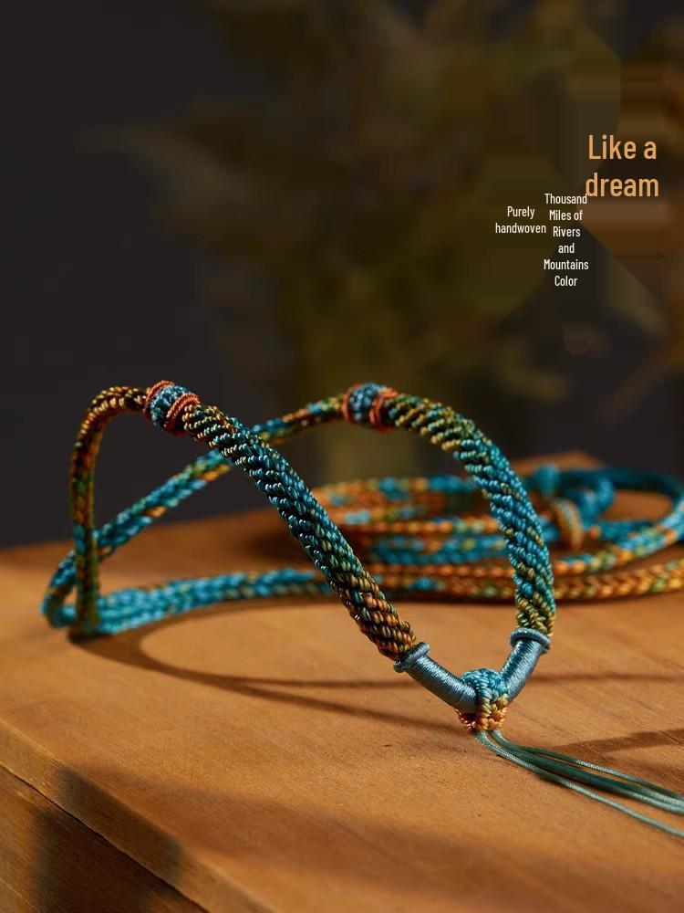 Hand-Woven Eight-Strand Unisex Necklace Rope for Pendants, Jade, Beeswax, Thangka