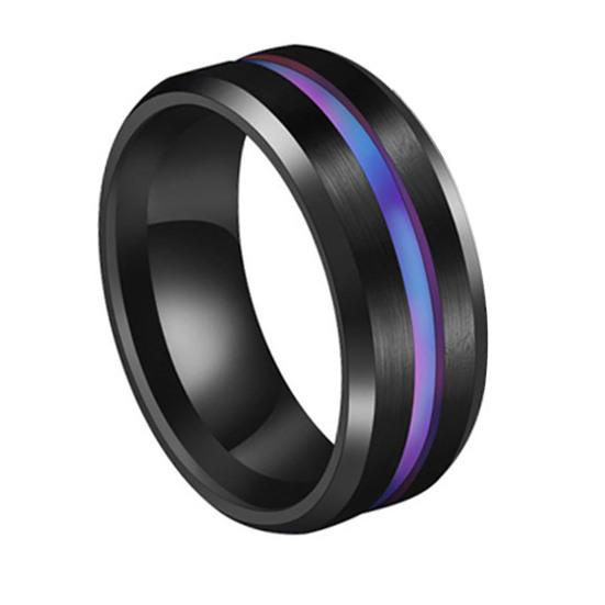 8MM Fashion Unisex Dual Color Thin Line-Inside Brushed Band Finger Ring Jewelry