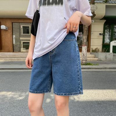 Vintage Denim Women's Shorts Summer Tide High-waisted Thin Straight Middle Trousers