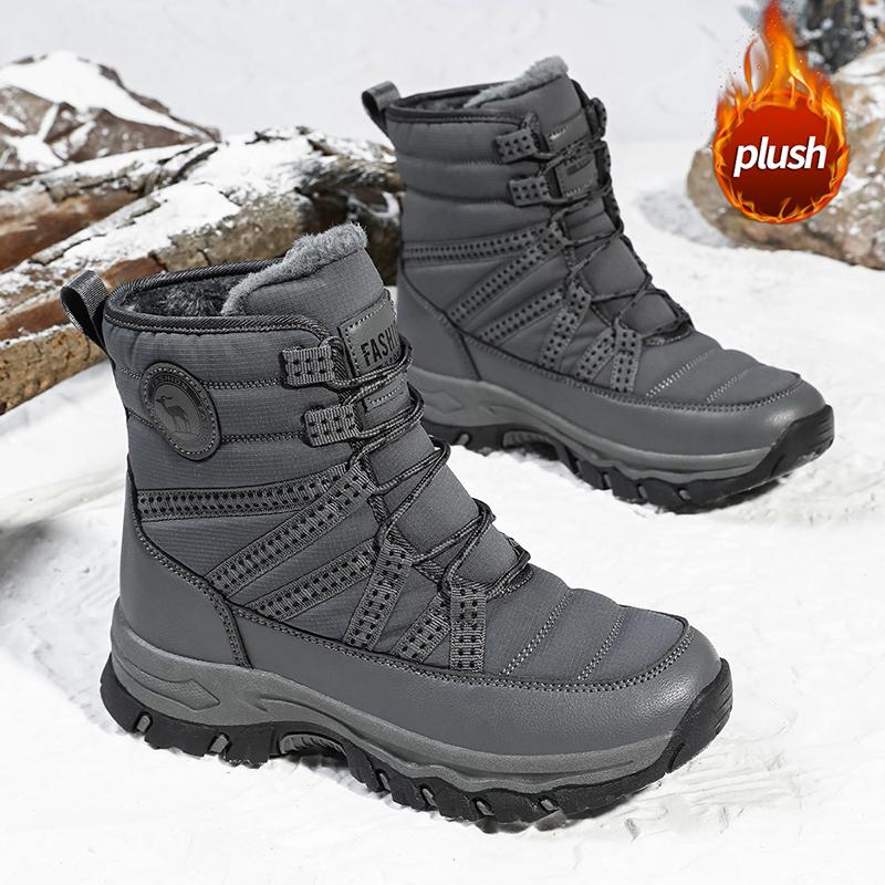 Pelzgefütterte Schneestiefel Damenmode High-Top Stiefel Warme Winter Outdoor Schuhe zum Wandern, Spazierengehen, Trekking Rutschfeste Plüsch-Baumwollschuhe