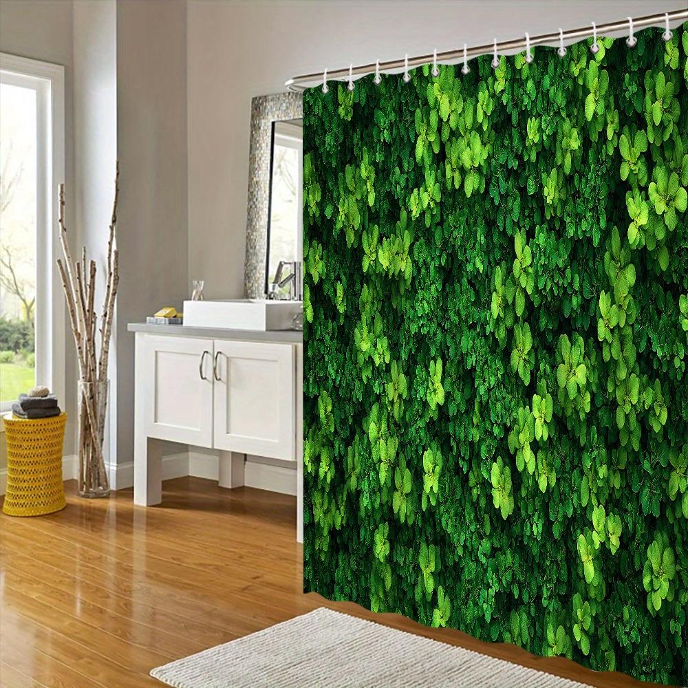 Vibrant Green Leaf Shower Curtain - Waterproof, Mildew-Resistant With Lush Foliage Design For Fresh And Natural Bathroom Decor