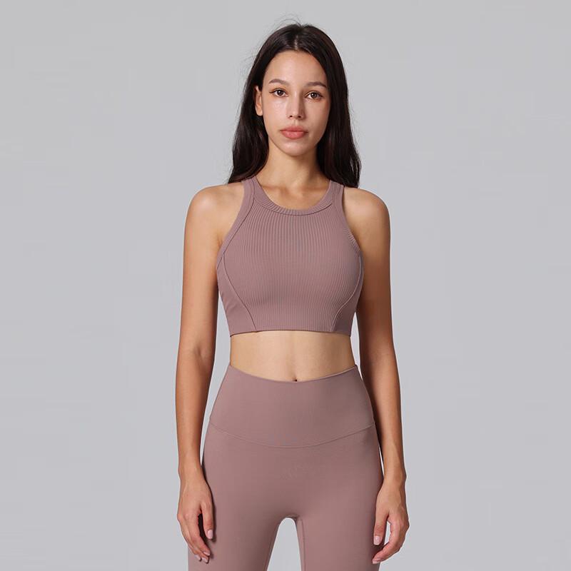 

Junbie Bare-Feel Ribbed High-Neck Yoga Sports Bra S
