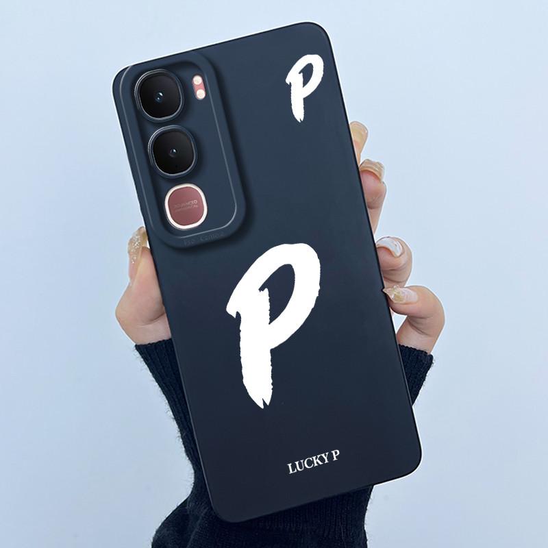 For Vivo Y21d Case Cover Lucky Initial Letter Silicone Soft Matte Phone Bumper for Vivo Y21d Y 21d VivoY21d 4G 5G 2025 Casing
