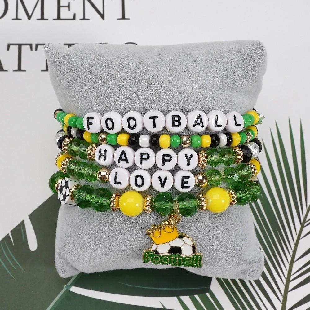 5pcs/set Creative Soccer Fan Stackable Bracelet Shoe Individualistic Bracelet Set Green Mix-and-match Football Gift
