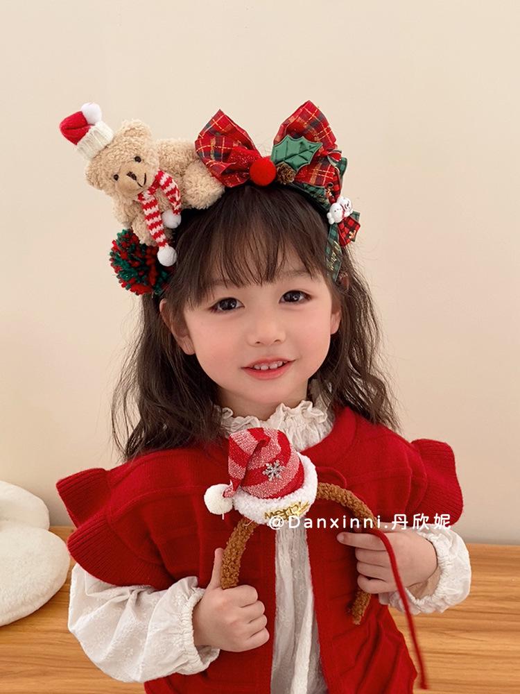 Christmas Red Bear Headband for Girls - Comfortable Party Accessory and Princess Decoration