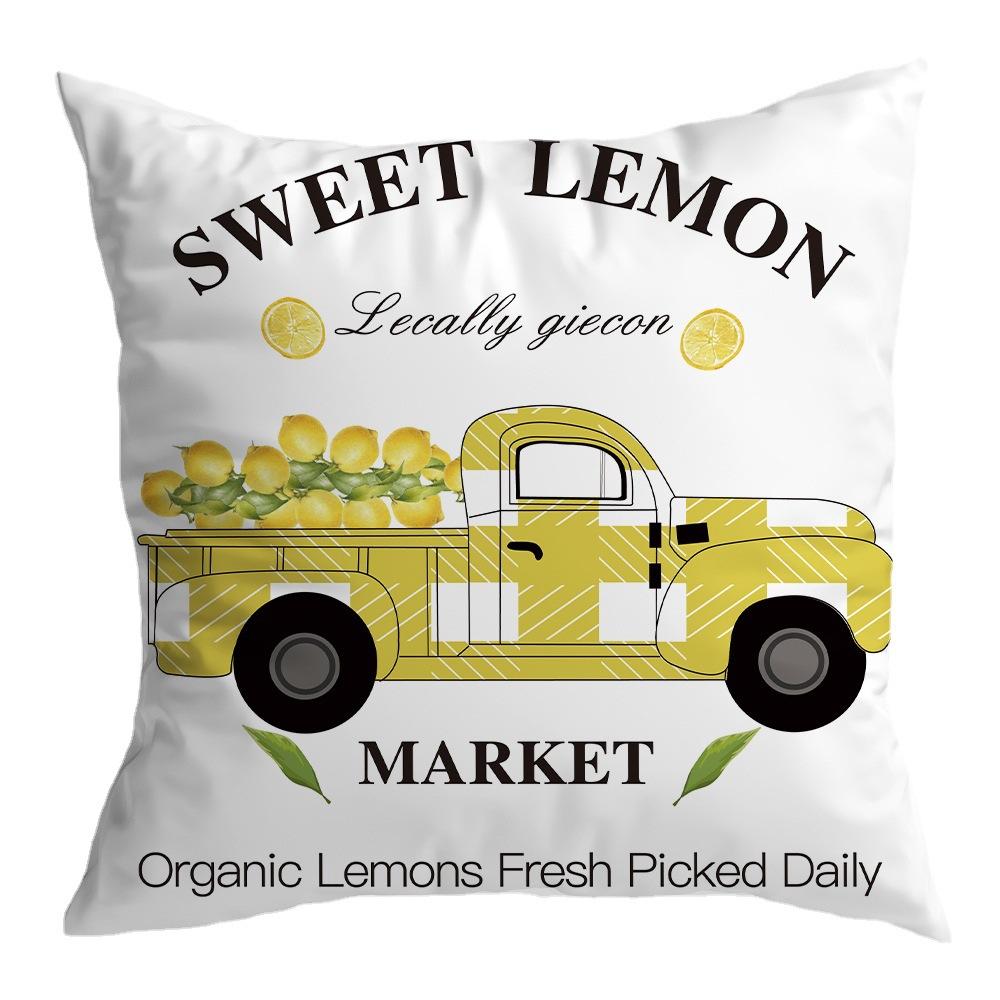 New Lemon Series Pillowcase, Plant Truck, Peach Skin Velvet Printed Pillow, Office Lumbar Cushion Cover