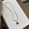 Tiger Eye Stone Pendant Necklace Titanium Steel Women Necklace Sweater Chain  Jewelry Accessories