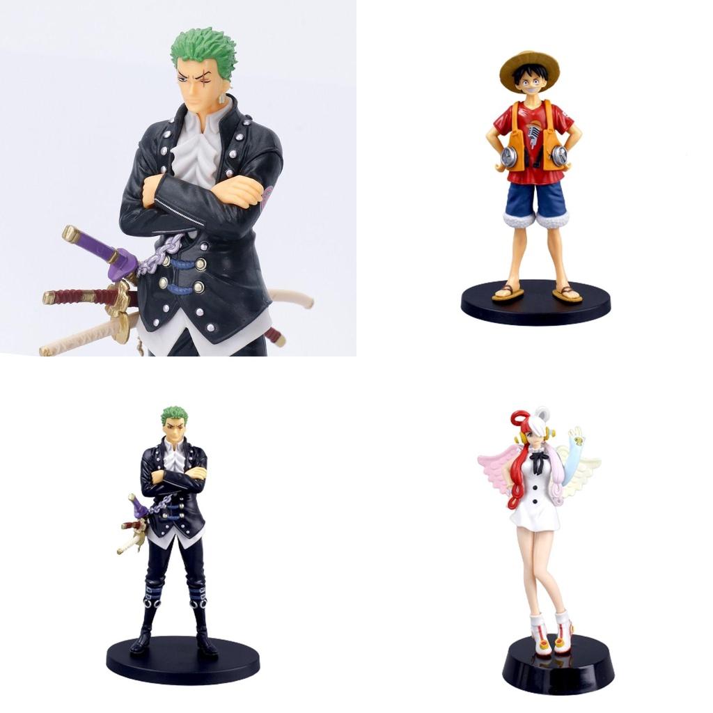Colored Luffy Zoro Sanji Uta One Piece Film Red Figure Cake Topper Xmas Gifts